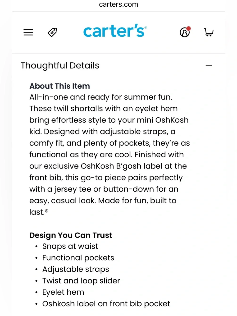 Red Eyelet Trim Overall Shorts